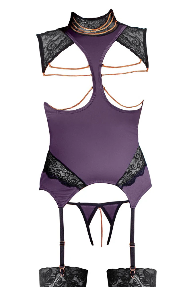 Abierta Fina Purple Basque and String - Image 5