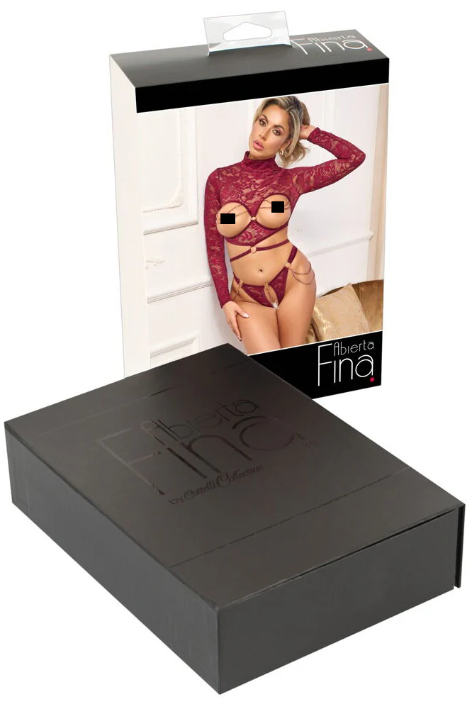 Abierta Fina Red Lace Set - Image 12