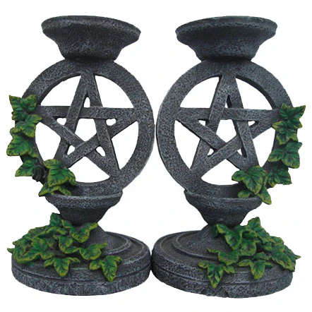 Aged Pentagram Candlesticks - Image 3