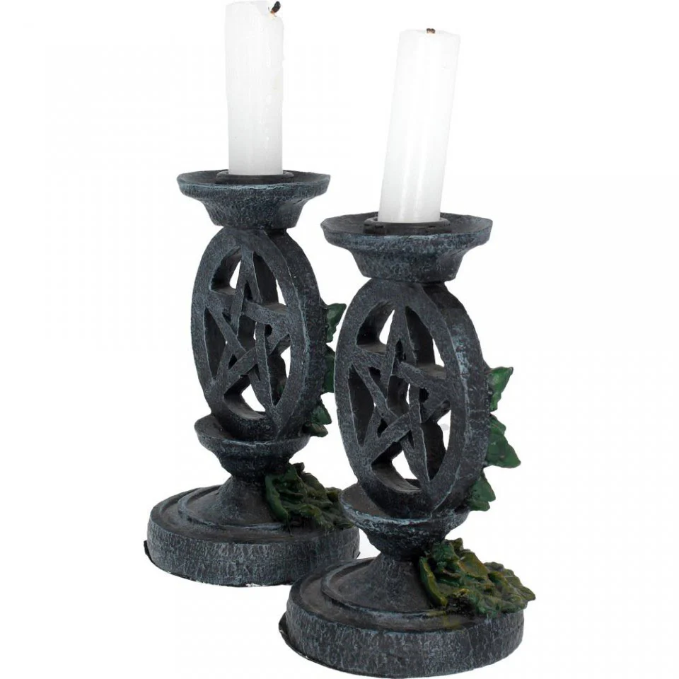 Aged Pentagram Candlesticks - Image 6