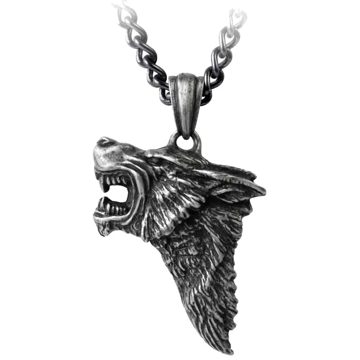 Alchemy Gothic Dark Wolf Pendant P833 - Image 4