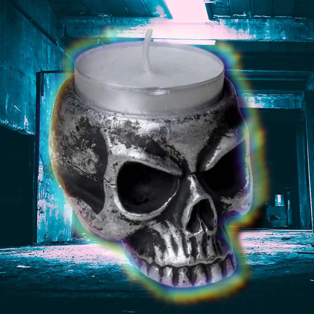 Alchemy Gothic Skull Tea Light Holder V74 - Image 3