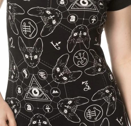 Banned 9 Lives Sphinx Bodycon Mini Dress (M, L) - Image 3