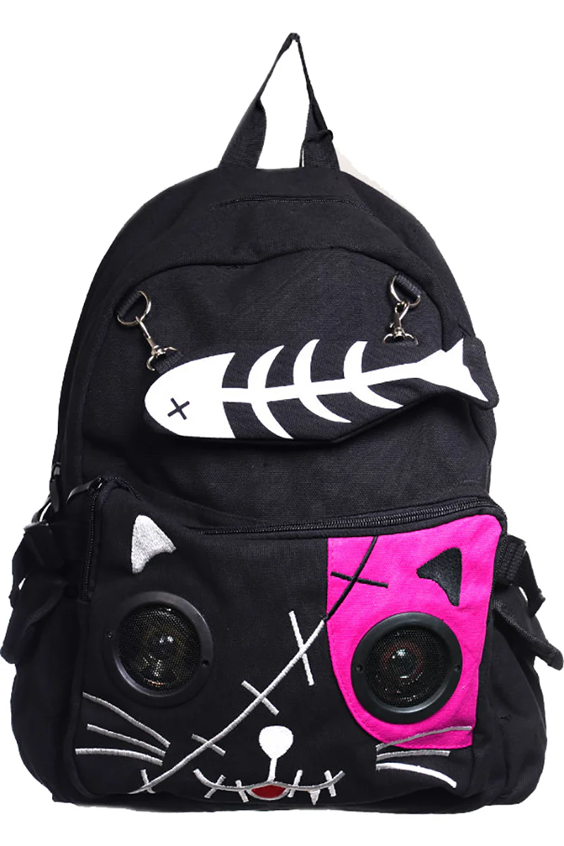 Banned Kitty Speaker Backpack Black/Pink