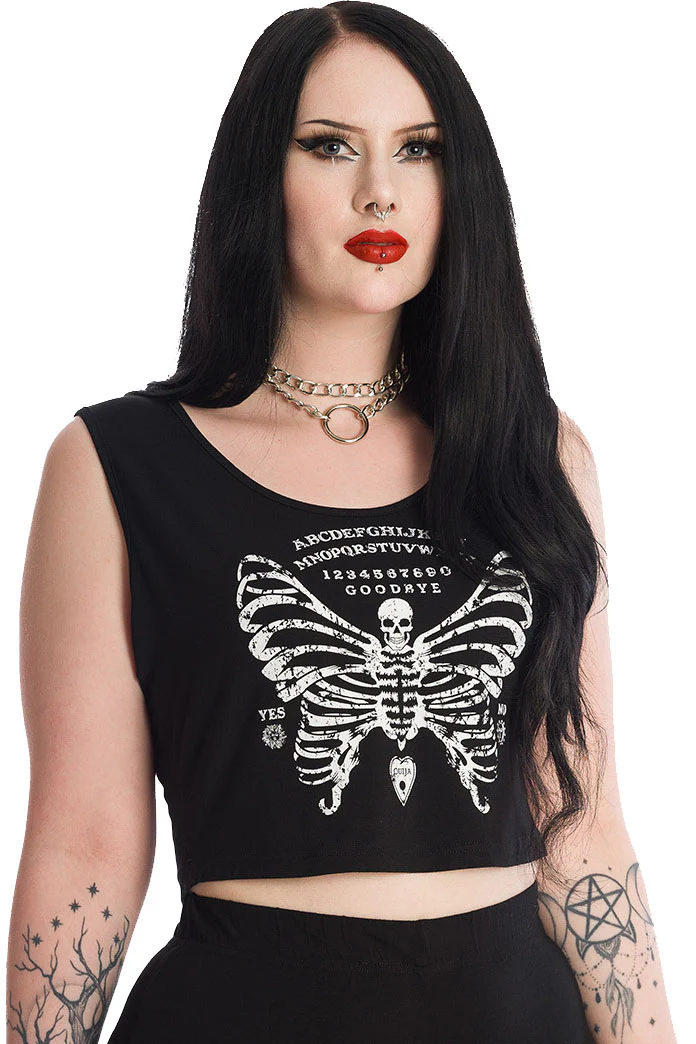 Banned Skeleton Butterfly Cropped Top (XS,S,L,XL)