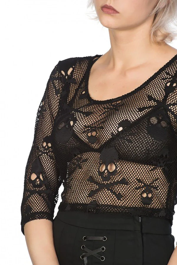 Banned Skull Crop Top Black (M,L,XL) - Image 3