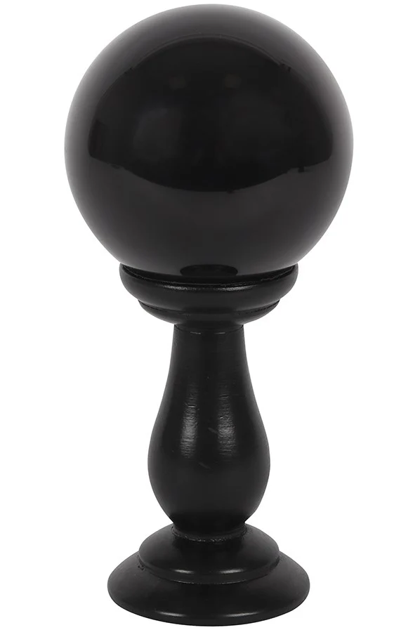 Black Crystal Ball on Stand Small