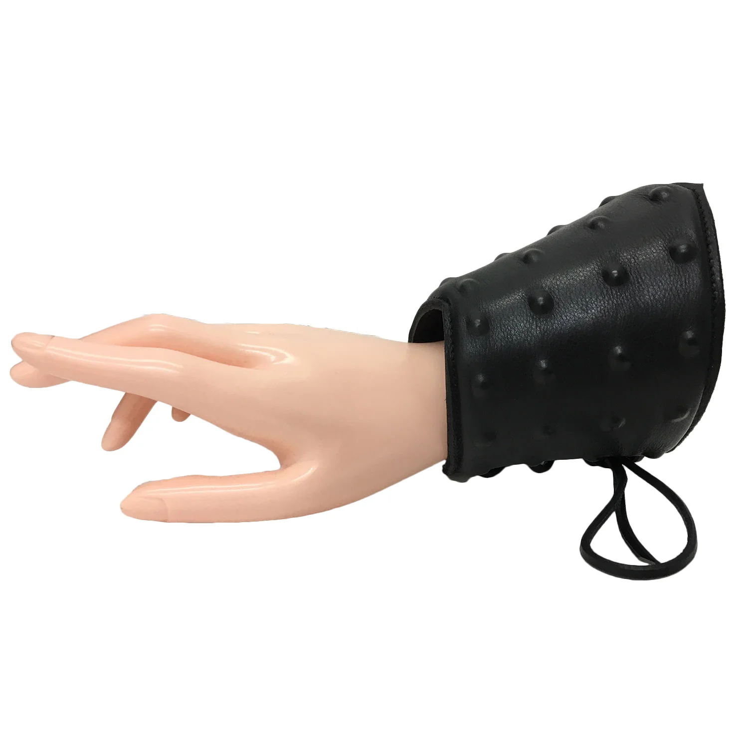 Black Leather Lace Up Studded Gauntlet - Image 5