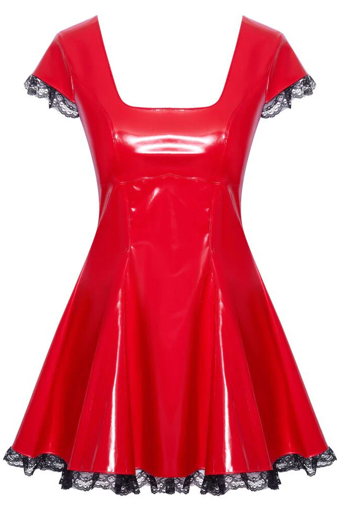 Black Level Red Vinyl Dress - Image 6
