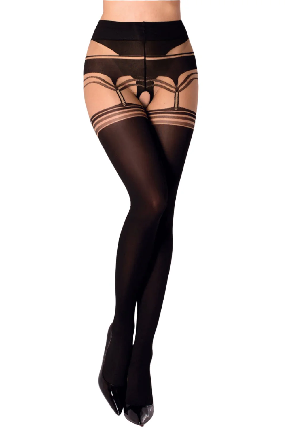 Black Secret BS131 Crotchless Tights - Image 3