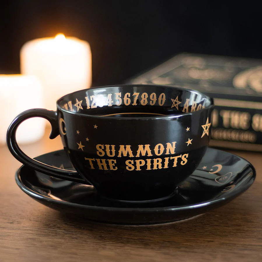 Black Talking Board Teacup and Saucer - Image 2