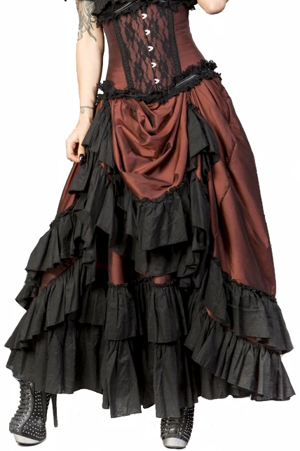 Burleska Carnation Victorian Maxi Skirt Brass (L)