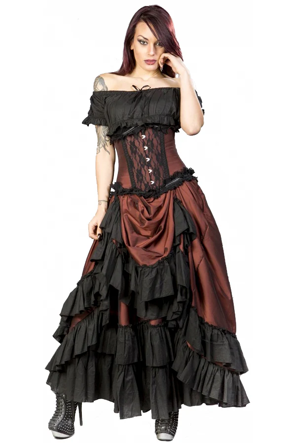 Burleska Carnation Victorian Maxi Skirt Brass (L) - Image 3