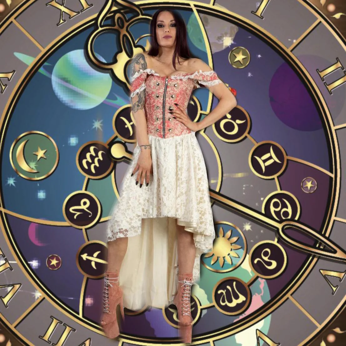 Burleska Gypsy Dress Coral Cream - Image 2