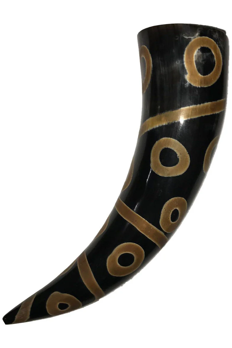 Burned Decorative Design Viking Drinking Horn - Small