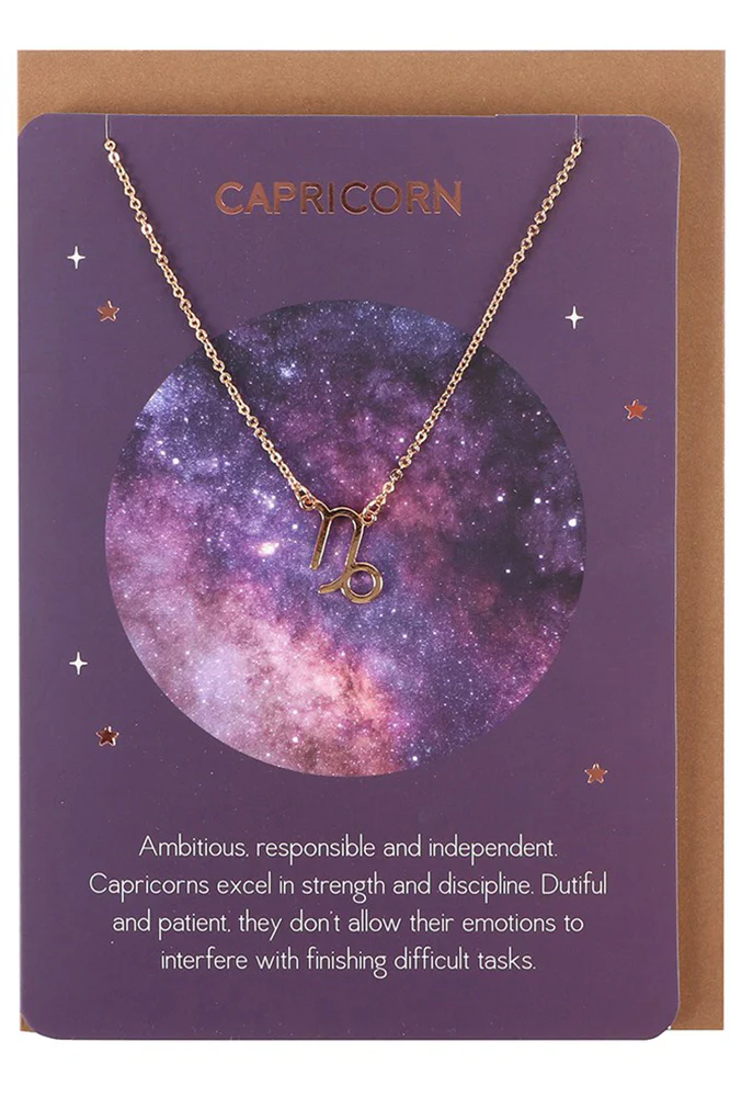 Capricorn Zodiac Necklace Card