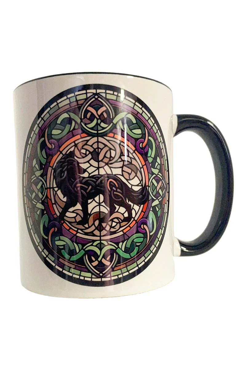 Celtic Knot Black Wolf Mug
