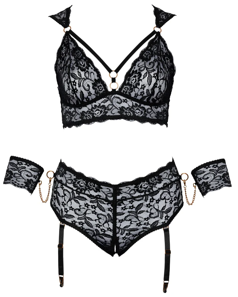 Cottelli Bondage Plus Size Lace Lingerie Set - Image 10