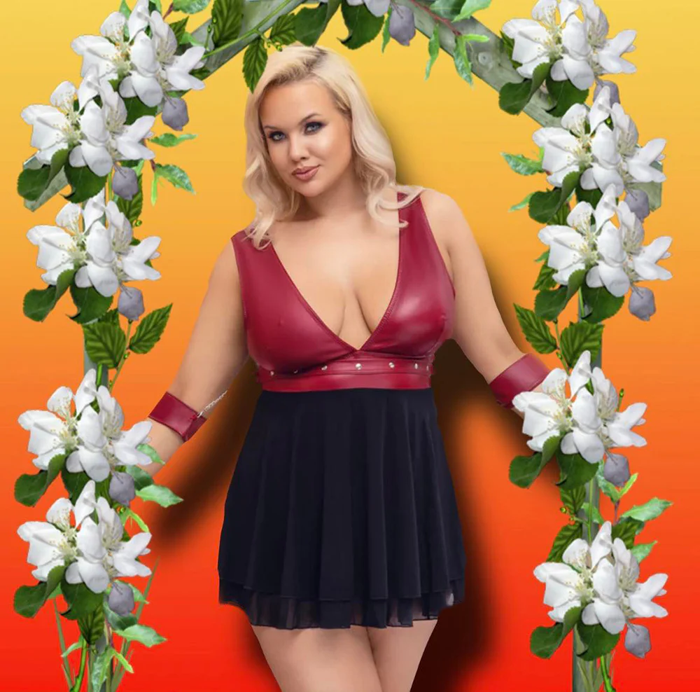 Cottelli Bondage Plus Size Red Black Babydoll - Image 2