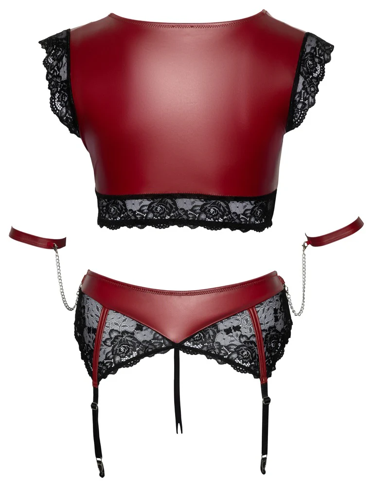 Cottelli Bondage Plus Size Red Black Lingerie Set - Image 8