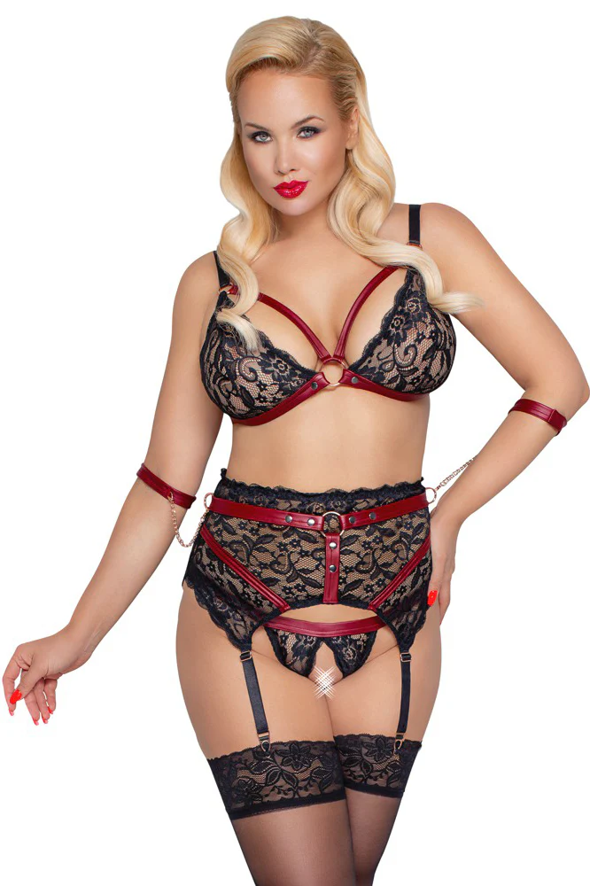 Cottelli Bondage Plus Size Suspender Set - Image 2