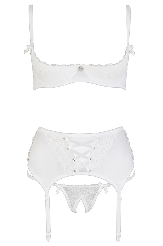 Cottelli Lingerie White Suspender Set - Image 2