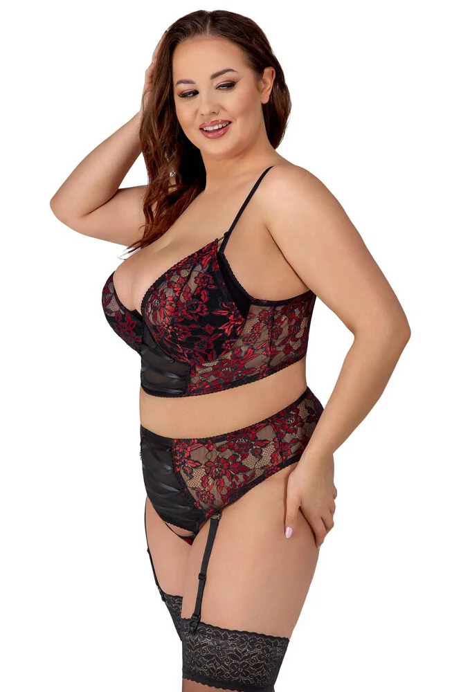 Cottelli Curves Intricate Red Set (85C/L, 95D/2XL) - Image 3