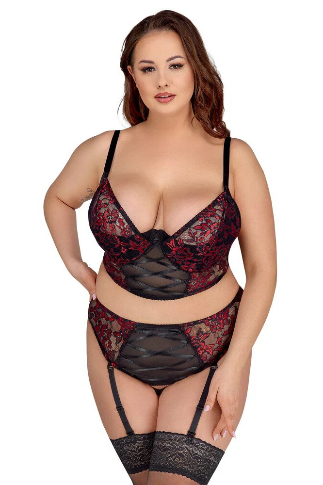 Cottelli Curves Intricate Red Set (85C/L, 95D/2XL) - Image 4