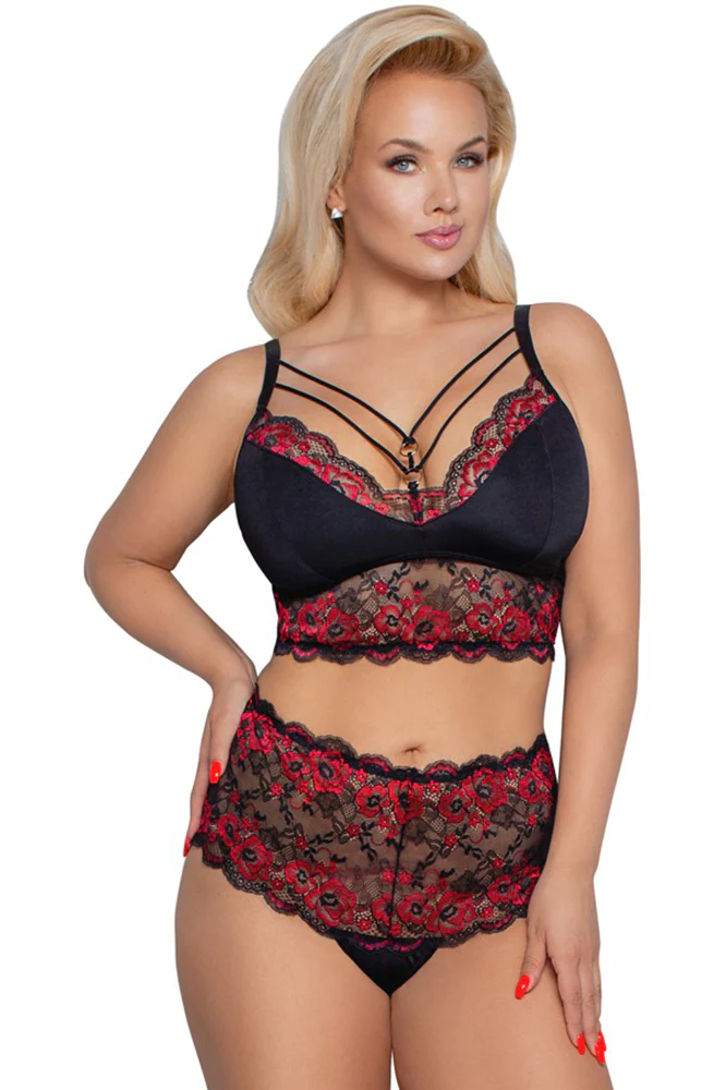 Cottelli Curves Plus Size Red Black Lingerie Set - Image 4