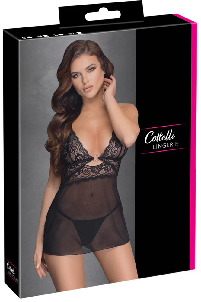 Cottelli Lingerie Black Babydoll Set - Image 5