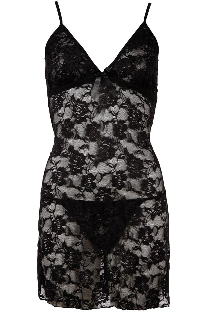 Cottelli Lingerie Black Chemise (S, 2XL) - Image 4
