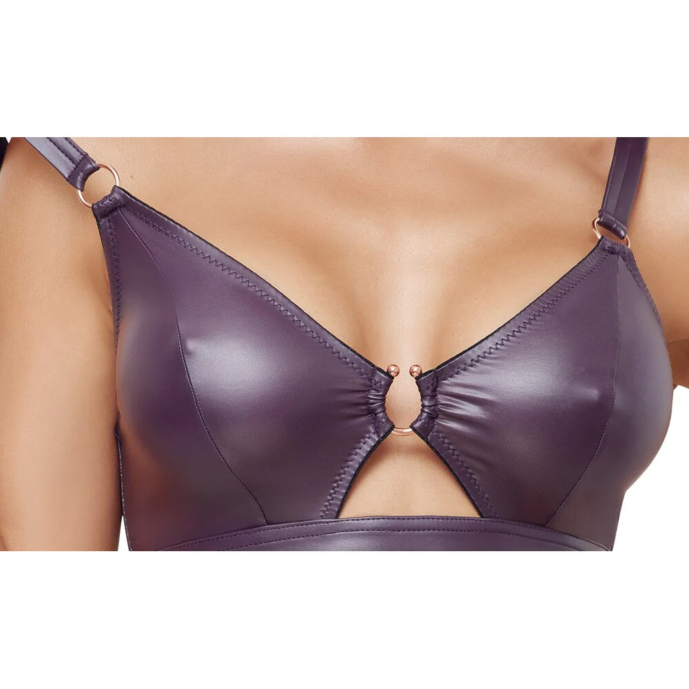 Cottelli Lingerie Purple Wetlook Set - Image 5