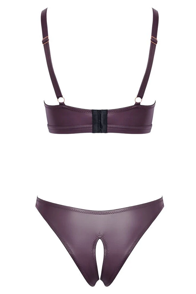 Cottelli Lingerie Purple Wetlook Set - Image 8