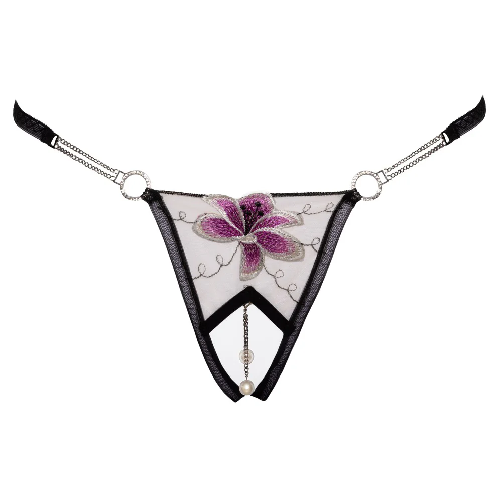 Cottelli Lingerie Rhinestone Pearl Crotchless String - Image 4