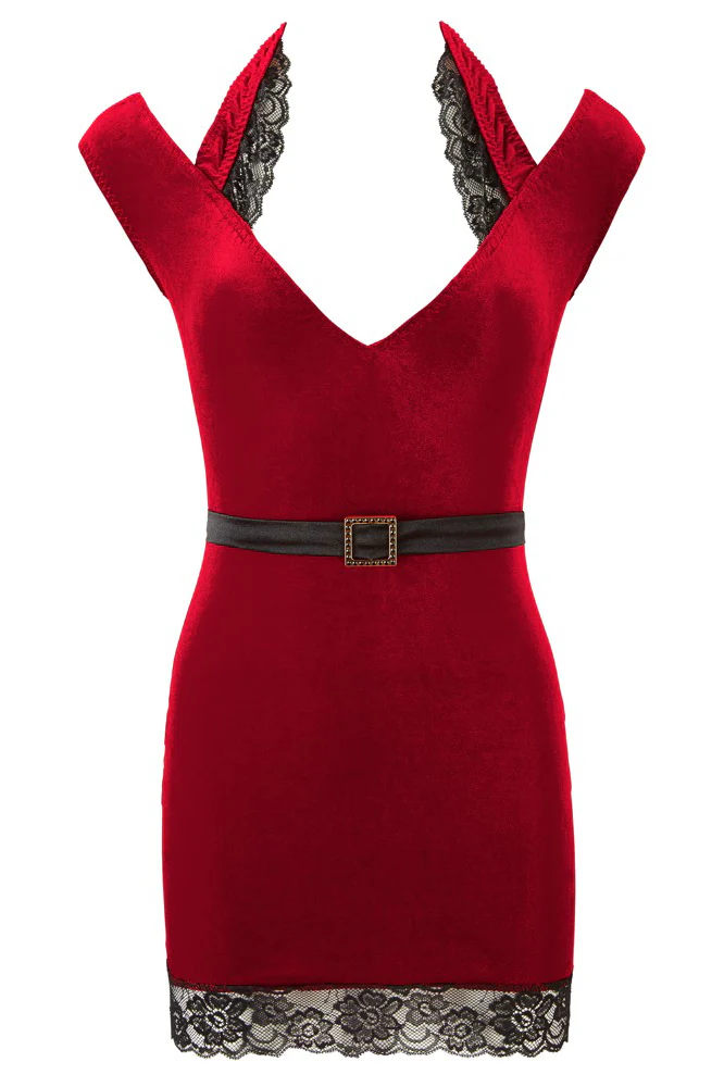 Cottelli Party Red Velvet Mini Dress (S) - Image 6