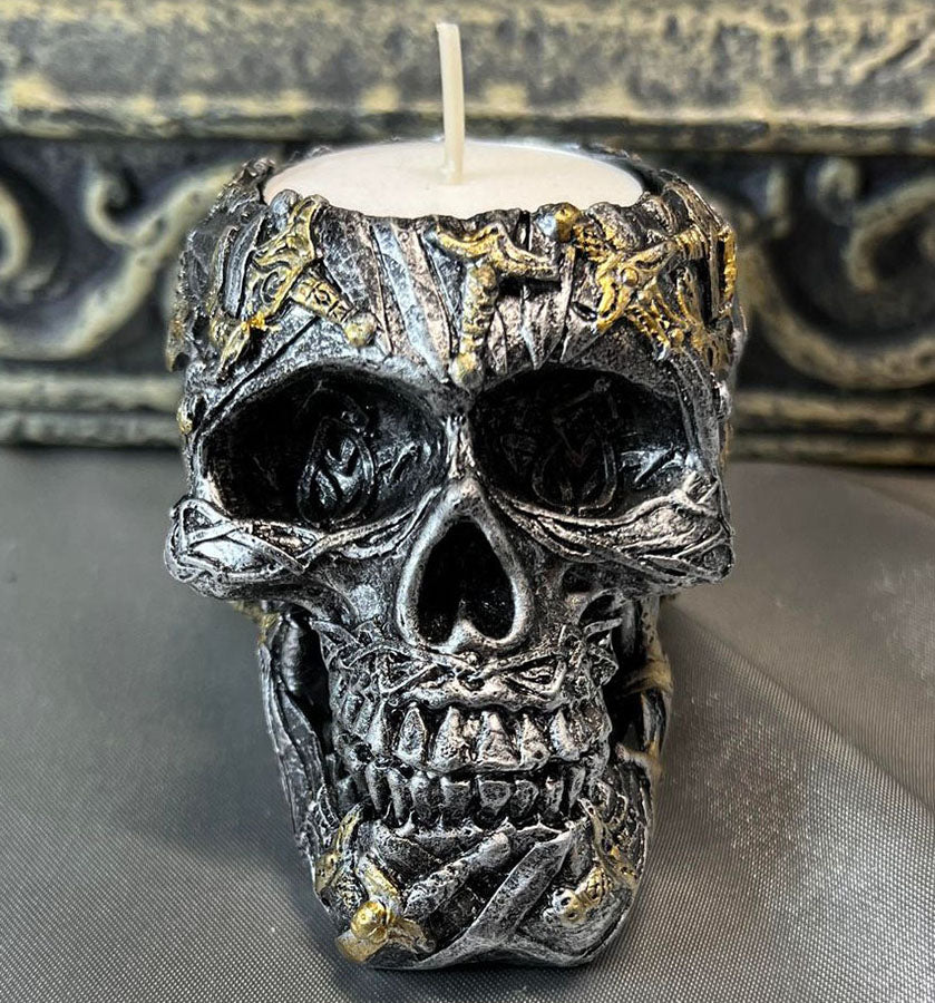 Cranial Blade Skull Tea Light Holder 10cm - Image 2