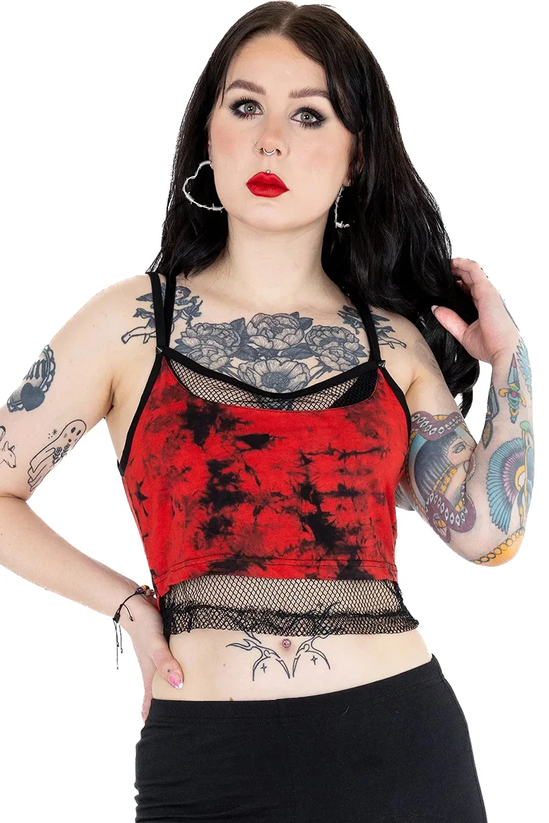 Heartless Danica Top Black Red Tie Dye (M,XL)