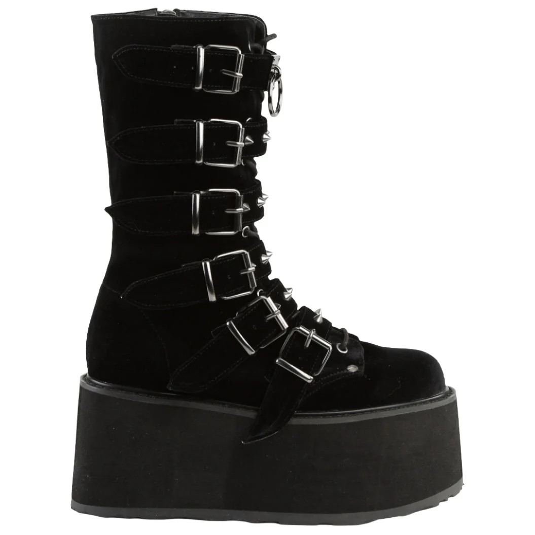 DemoniaCult DAMNED 225 Boots Black Velvet (UK3, 4, 9) - Image 2