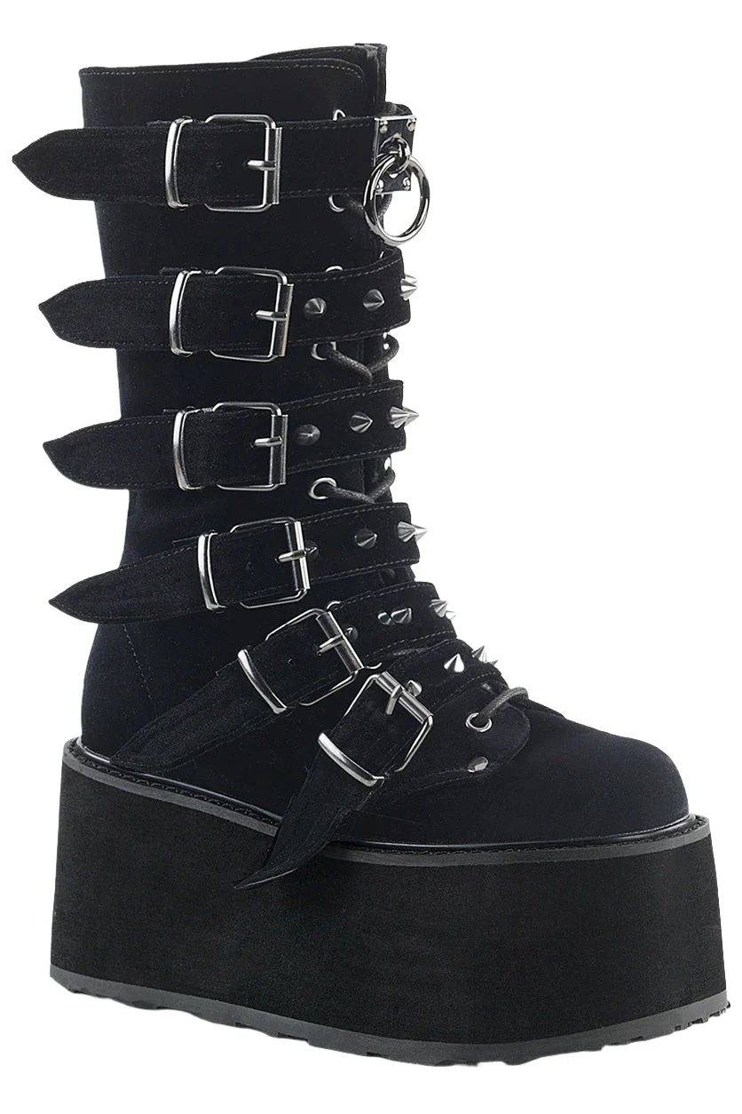 DemoniaCult DAMNED 225 Boots Black Velvet (UK3, 4, 9) - Image 6