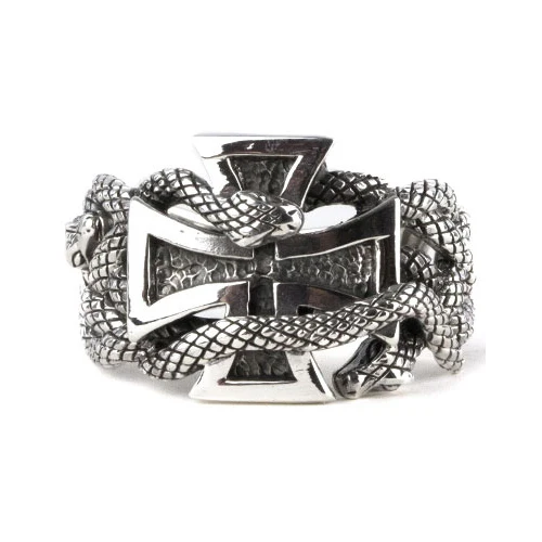 Echt etNox Snake Iron Cross Ring Sterling Silver - Image 2