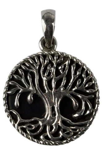 etNox Silver Tree of Life Onyx Pendant