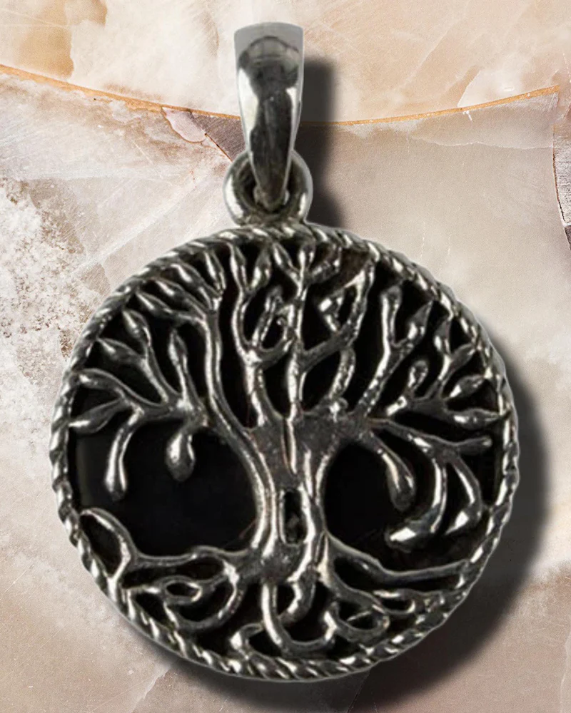 etNox Silver Tree of Life Onyx Pendant - Image 2