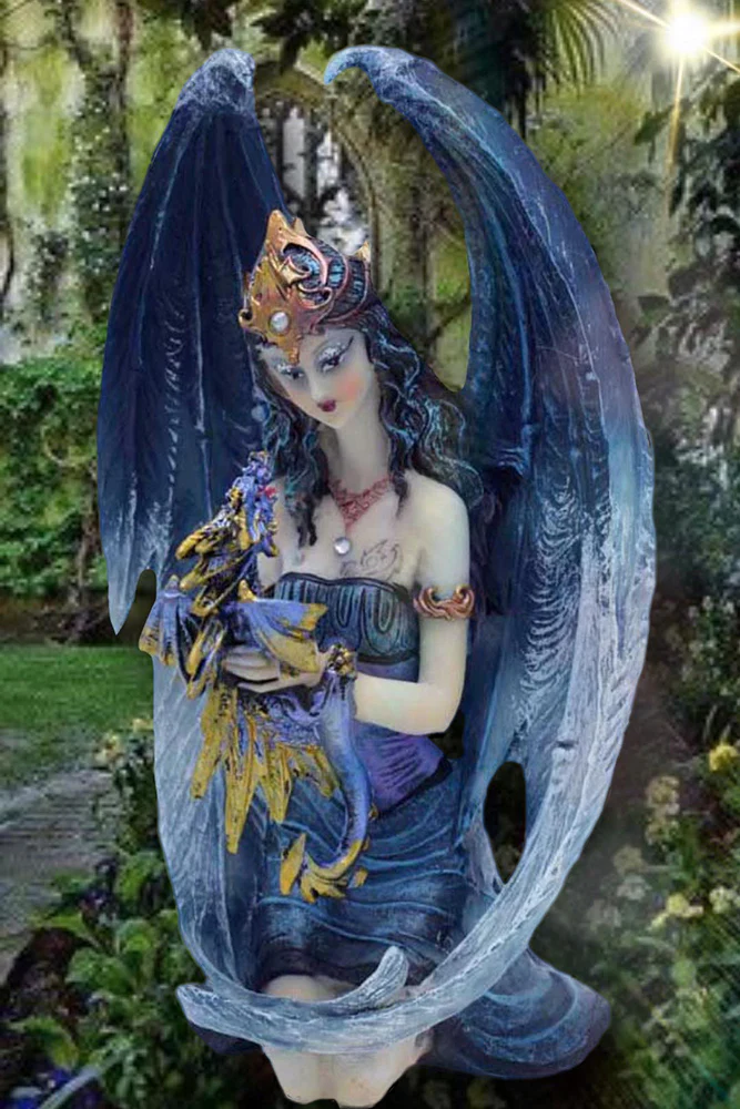 Fairy and Dragon Figurine Blue - Image 2