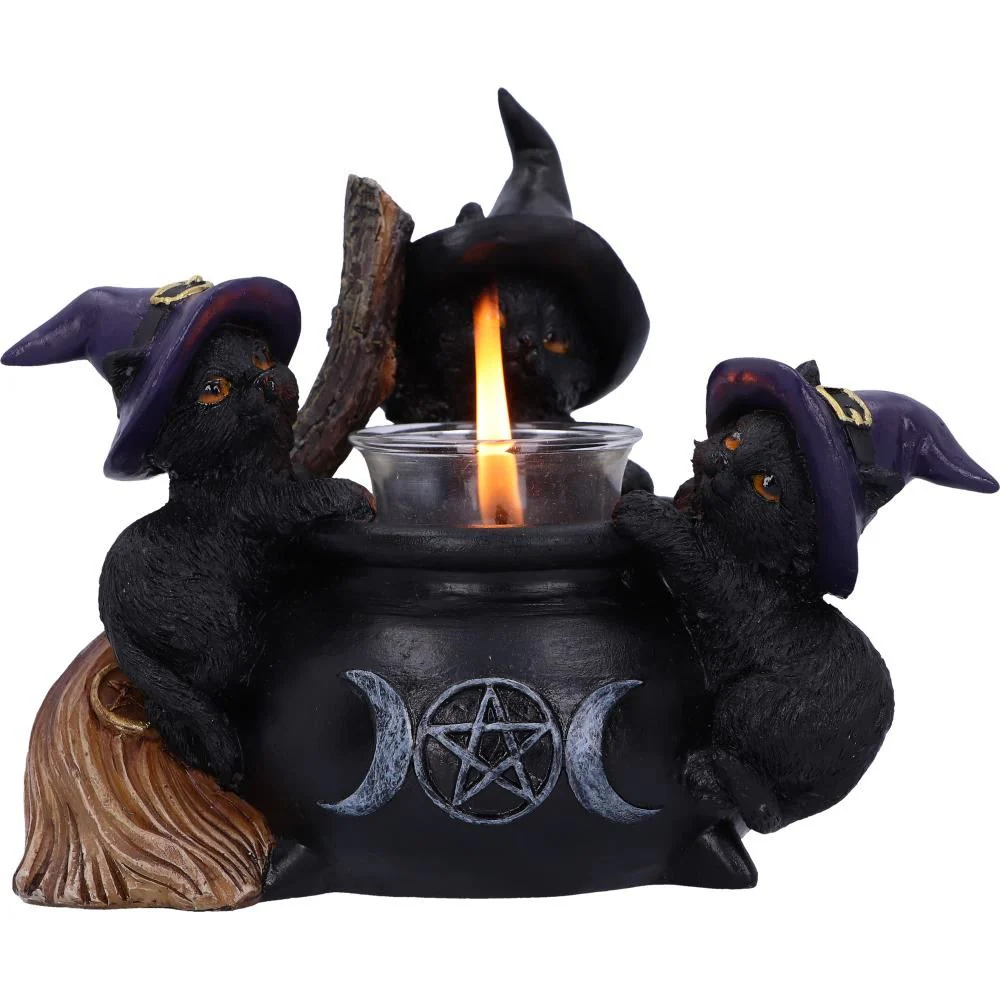 Familiar Cauldron Witches Cat Candle Holder - Image 3