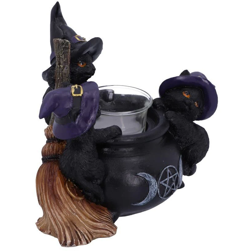 Familiar Cauldron Witches Cat Candle Holder - Image 6