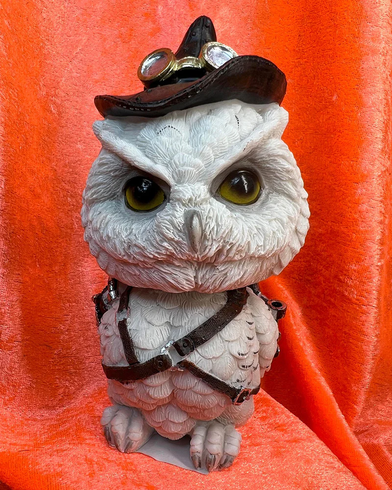Feathered Inventor Steampunk Owl Bobblehead - Image 2