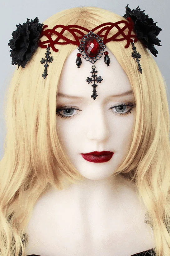 Gothic Blood Red Hairband - Image 6