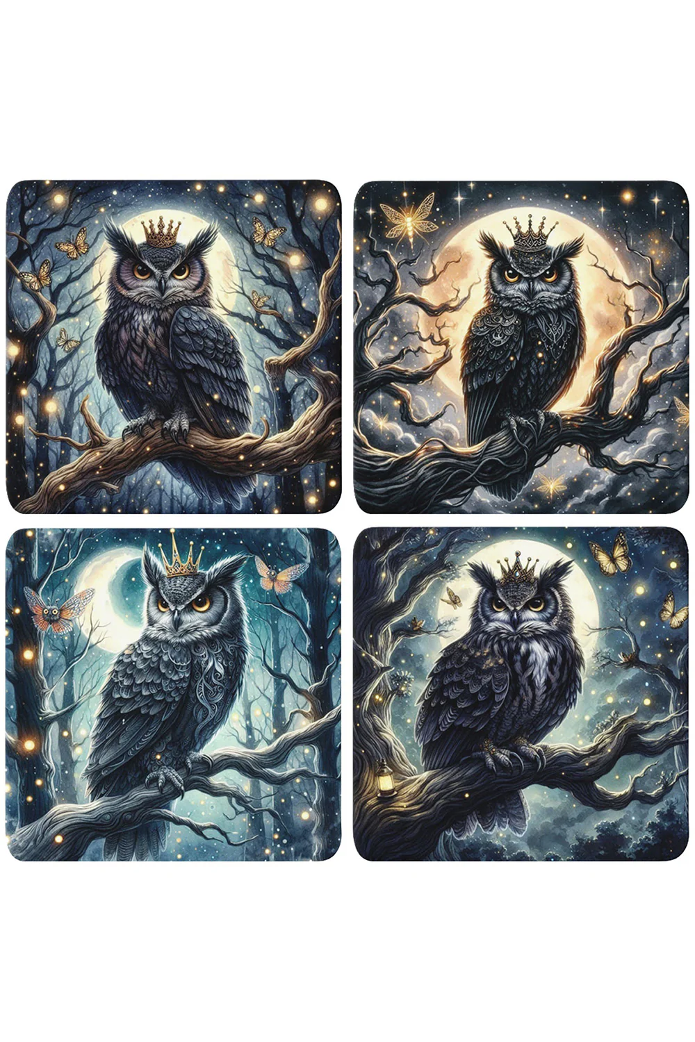 Gothic Owl Coaster Set
