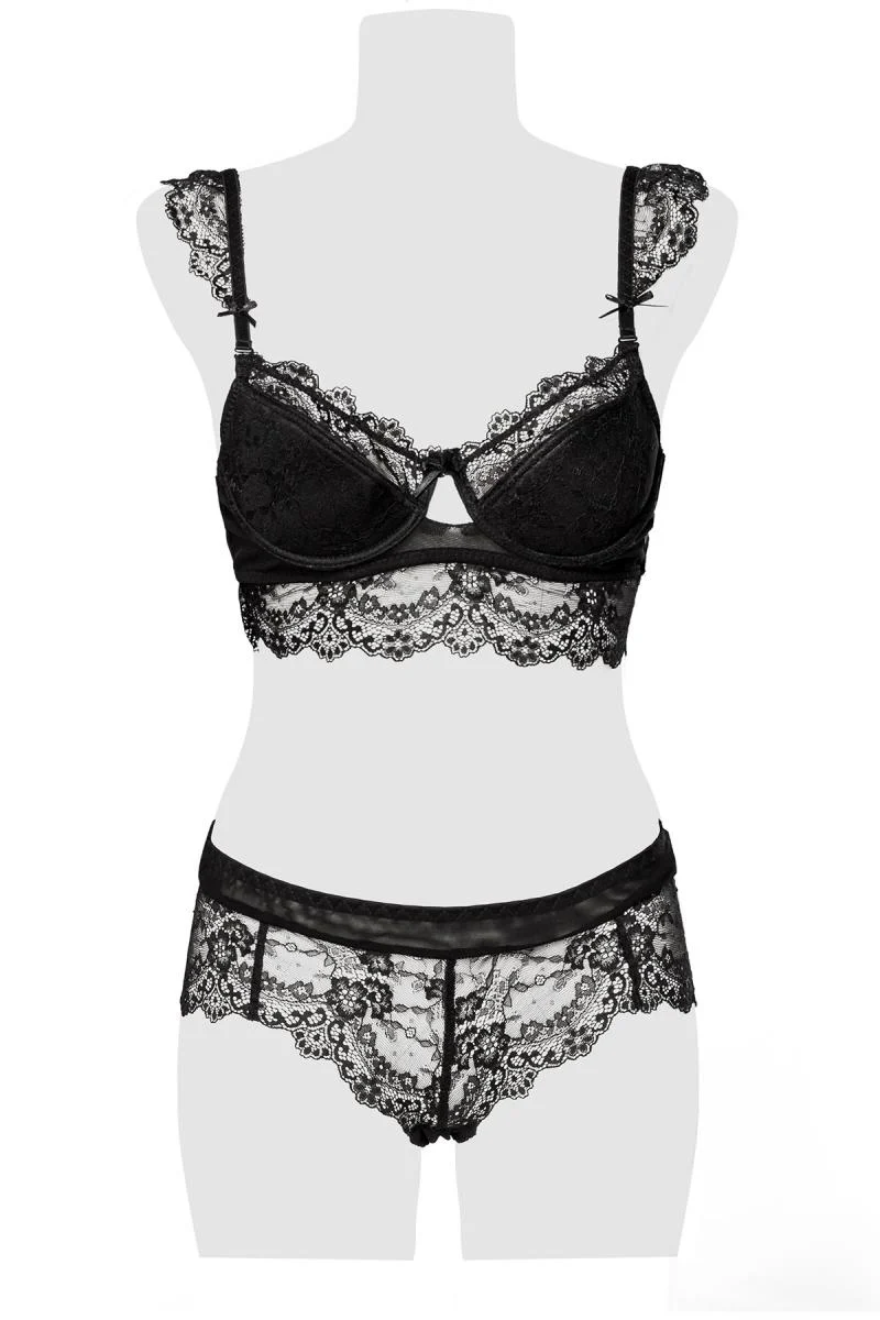 Grey Velvet Lingerie Set - Image 4