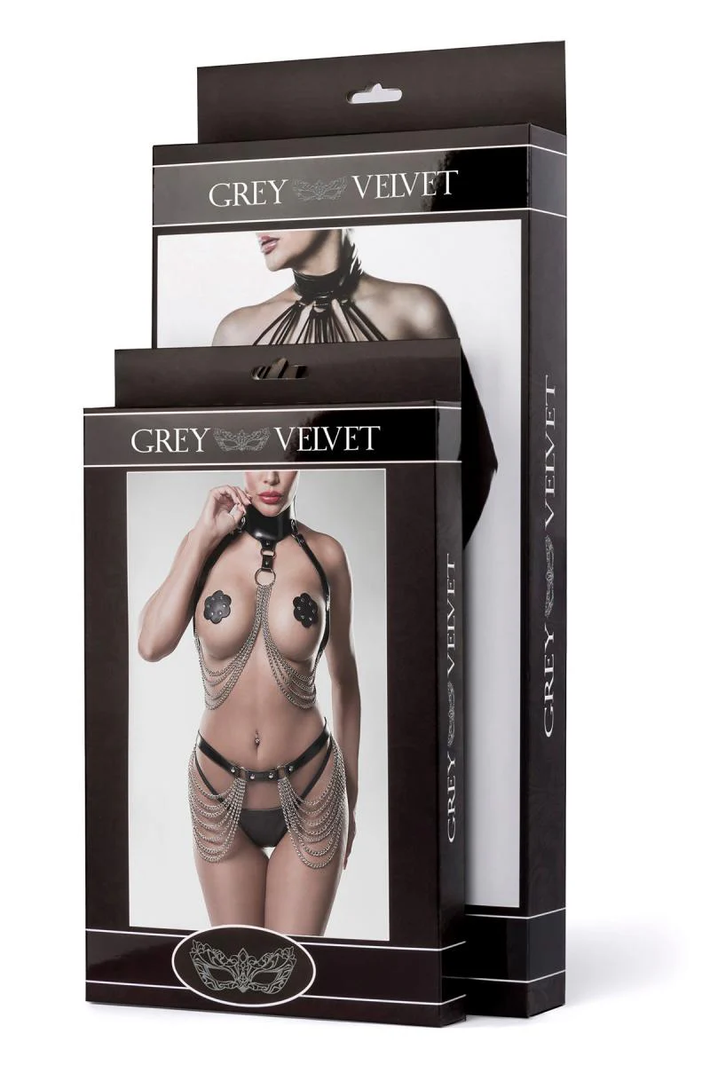 Grey Velvet Erotic Lingerie Set - Image 8
